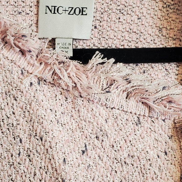 NIC + ZOE  Fringe mix knit open coat. Cardigan.  Sz 2X pink blue - Picture 7 of 12